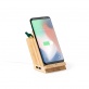 V0198 Bambusowa �adowarka bezprzewodowa 5W, 4 porty hub USB 2.0, pojemnik na przybory do pisania, stojak na telefon